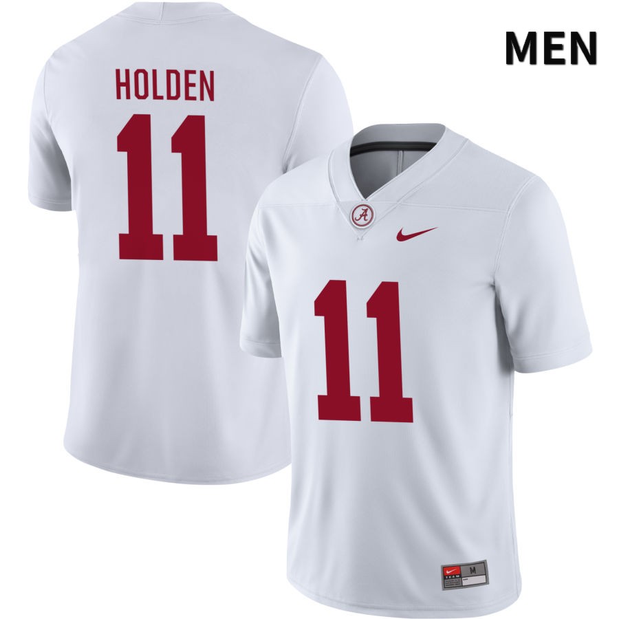 Alabama Crimson Tide Men's Traeshon Holden #11 NIL White 2022 NCAA Authentic Stitched College Football Jersey MV16O12YK